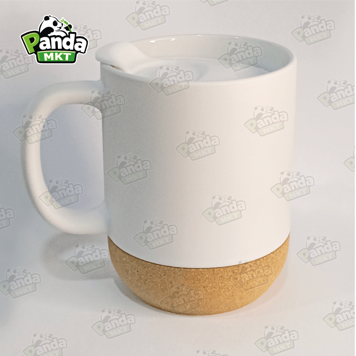 taza con base corcho blanca